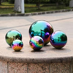 Rainbow Stainless Steel Gazing Ball,10inch Mirror Polished Hollow Ball - Image 5