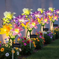 Solar Garden Lights Outdoor 4 Pack Lily Lights with Butterflies, Waterproof by OSTRITEC