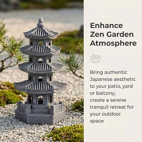 Japanese Garden Decor, Japanese Garden Decor with Waterproof Resin Construction for Outdoor Zen Ambiance On Patio, Yard, Balcony(Brown) - Image 2