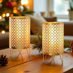 TRIROCKS Set of 2 Battery Operated Lamp 9'' High Cordless Table Lamp Battery Powered Lanterns with 6H Timer for Home Living Room Weddings Parties Patio Events Outdoors Indoors Shelf(Gold) - Image 6