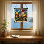 Gnome with Garden Planning Stained Glass Suncatcher – Square Hanging Window Panel for Home, Garden, Nursery, Halloween, Christmas, Memorial Day – Whimsical Glass Art Gift for Gnome Lovers iw0wde - Image 6