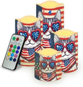 Cute USA Flag Battery Operated Candles with Remote Timer Flameless Candles Tea Lights Color Changing Electric Fake Plastic Pillar LED Candles Patriotic Decoration by Uorisanigo
