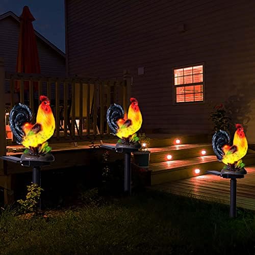ZFNN Solar Rooster Lights Outdoor Decorative,Solar Chicken Decor Garden Stakes Lights,Waterproof Chicken Statue with Led Lights Yard Art for Pathway Lawn Patio Courtyard Backyard(Warm White) - Image 6