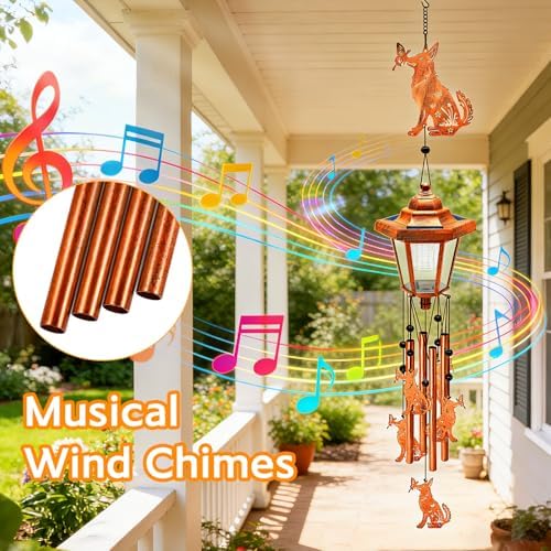 Dog Solar Wind Chimes for Outside, Birthday Gifts for Mom Women Grandma Mother's Day Memorial, 34-Inch Windchimes with Wind Spinner, Outdoor Hanging Solar Lights Waterproof Garden Decor Patio Yard - Image 4