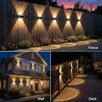 Solar Fence Lights Outdoor: 12 Pack IP65 Waterproof Wall Light Dual Up Down - Image 3