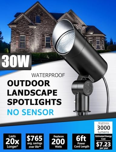 SUNVIE 30W LED Spot Lights Outdoor 5000K Daylight Flag Pole Light 120V Plug in Spotlight Outdoor with US 3-Plug Waterproof Flag Lights Outdoor Ultra Bright Landscape Spotlights for Palm Tree Statue - Image 2