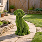 13.39" Garden Statue Flocked Dog Figurine Resin Puppy Yard Green by Unknown