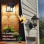 LIT-PaTH Outdoor Wall Light Fixture, Aluminum Glass, Black, 2 Pack - Image 5
