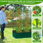 Large Cucumber Trellis for Climbing Plants with Grow Bag, 67"×65"×16.5" Metal Garden Trellis for Raised Bed with Garden Netting and Plant Clip Plant Ties for Vegetables, Squash, Pea, Grape, Tomato - Image 7