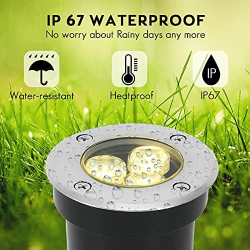 Low Voltage In-ground Light LED Well Lights Landscape Lighting 3W 12V 24V Outdoor Landscape Light Waterproof IP67 Pathway Driveway Deck Step Fence Garden Lights (Warm White) - Image 4