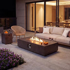 COSIEST 2-Piece Outdoor Propane Fire Table Set, Rectangle Concrete 56" x 28" Bronze Fire Pit (Certified, 50,000 BTU) w 20lb Tank Table,Waterproof Cover for Garden, Porch, Backyard - Image 2