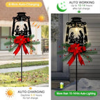 WAIU Solar Powered Metal Nativity Scene Garden Stake, Waterproof Outdoor Christmas Silhouette Yard Decor - Image 4
