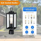 WISBEAM Outdoor Post Light, Pole Lantern, E26 Base 60W Max, Metal Housing Plus Glass, ETL Qualified, Bulbs not Included - Image 3