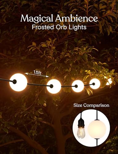 Brightech Orb Outdoor Indoor String Lights - Connectable Set of 2 Frosted Lantern LED String with Weatherproof Globe Lights - Commercial Grade Light Strand for Patio, Porch - 60 Ft, 20 Bulbs Total - Image 2