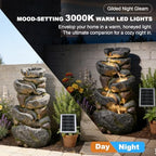 36.2" H Solar Water Fountain Outdoor Garden 5-Tiers Cascading Waterfall - Image 4