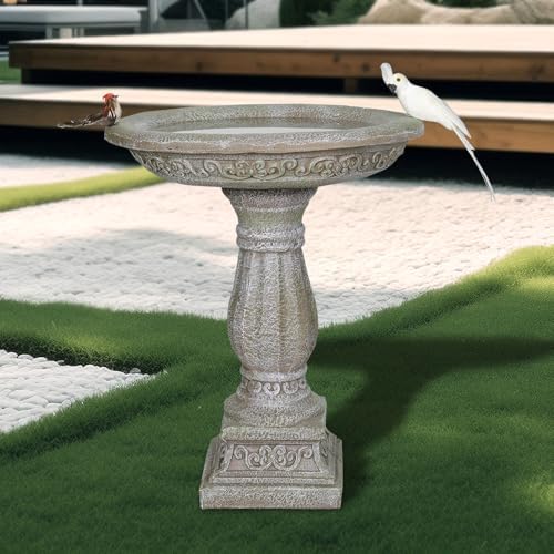 23.8" H * 20" Φ Outdoor Birdbath with Pedestal - Garden Birdbaths Outdoor Decor - Floor Bird Baths for Garden Patio, Yard, Lawn - Image 6