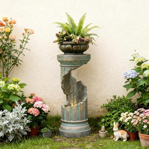 Sunlinua Modern Spiral Outdoor Water Fountain with LED Light - Image 5