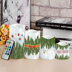 Jeiento Flickering Flameless Pillar Candles with Timer, Battery Operated White Real Wax Warm Light Pillar Candles, Christmas Tree Decal - Image 4