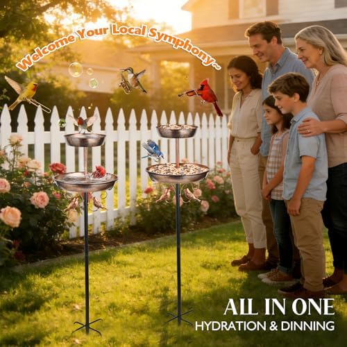 2-Tier Metal Bird Bath and Feeder for Outdoor Birdbath for Outside - Image 5