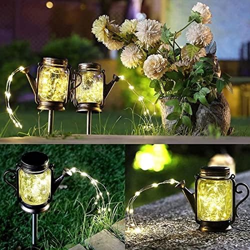 Outdoor Solar Garden Lights Hanging Watering Can Lights with 45 Led String Lights, for Flower Fence Lawn Patio Festoon Party Christmas Holiday - Image 4
