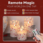 Eywamage Bear Christmas Glass Flameless Pillar Candles with Remote Set of 3 - Image 4