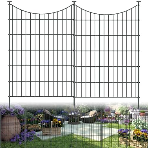 10 Panel No Dig Metal Garden Fence 40"H x 23.6'L Dog Fence Outdoor for Yard by richmen