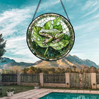 Green Frog Lily Pond Stained Glass Window Hanging Suncatcher Gifts 9.8" - Image 4