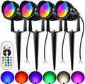 Spotlight Outdoor RGBW Low Voltage Landscape Lights Outdoor,10W Color Changing Landscape Light with Remote Control,12V-24V Waterproof Outdoor Spot Lights for Yard House Garden Tree (4 Pack) by Aoaxl