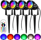 Spotlight Outdoor RGBW Low Voltage Landscape Lights Outdoor,10W Color Changing Landscape Light with Remote Control,12V-24V Waterproof Outdoor Spot Lights for Yard House Garden Tree (4 Pack) by Aoaxl