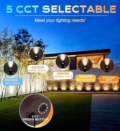 CLOUDY BAY [6 Pack] 9W Well Lights Landscape LED In Ground Outdoor,Shielded Top,Low Voltage 12-24V AC/DC,Waterproof Aluminum Uplights,2700K/3000K/3500K/4000K/5000K,Bronze - Image 5