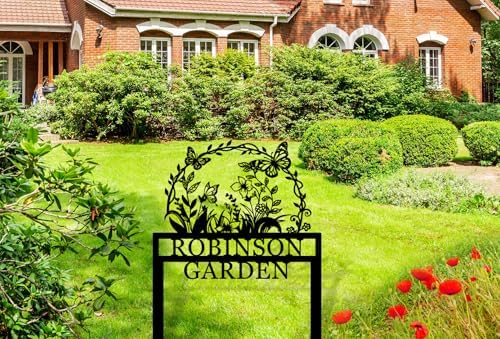 Custom Metal Flower Garden Sign with Stake, Personalized Butterfly Name Sign For Outdoor, Gardens Plaque, Remembrance Garden Signs - Image 3