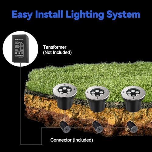 JESLED 8 Pack Low Voltage Landscape Lights, 6000K LED Well Lights - Image 6