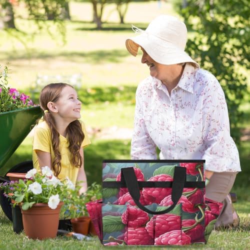 Fruits Garden Tool Bag Organizer Heavy Duty Raspberries Gardening Tote Bag with 10 Pockets for Women Men Gardening Gifts - Image 6