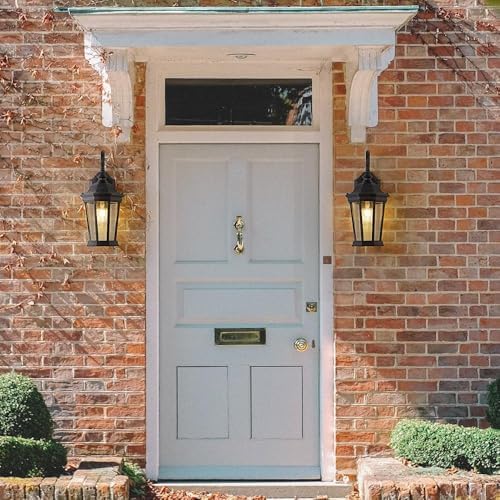 Outdoor Wall Lantern, 16'' Black Outdoor Wall Light Fixtures - Image 2