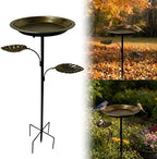 Outdoor Birdbath 5-Prong Base Vintage Bird Bath Metal Bowl - Image 6