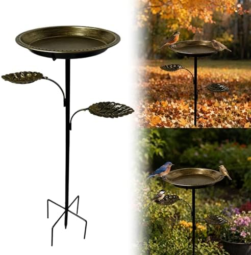Outdoor Birdbath 5-Prong Base Vintage Bird Bath Metal Bowl - Image 6