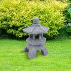 Solar Pagoda Garden Statue, Resin Outdoor Lantern with Auto Light(Dome) - Image 4