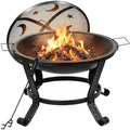 ZENY 22 in Fire Pit for Outside Wood Burning Firepit with Lid and Poker by ZENY