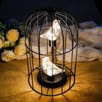 JHY DESIGN Birdcage Decorative Lamp Battery Operated 12" H Cordless Table Lamp with Warm White Fairy Lights Bird Bulb for Indoor Bedroom Living Room Home Wedding Xmas(Black) - Image 5