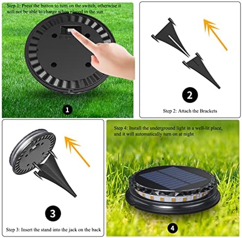 4-Pack Solar Ground Lights Warm White Light Disk Light Solar Powered Outdoor Waterproof in-Ground Lights Warm White Light for Pathway, Yard, Deck, Lawn, Patio, Walkway - Image 6