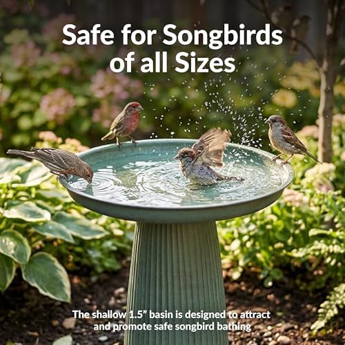 Sunnydaze Gleeful Garden 23" Tall Metal Modern Bird Bath for Outside - Image 2