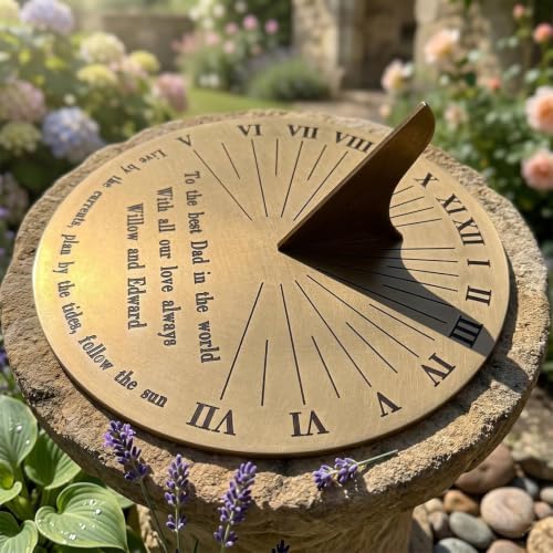 Personalised Brass Sundial, Custom Engraved Garden Sundial Clock, Wedding Gift Custom Outdoor Garden Decor (Brass, 8 INCH) - Image 4
