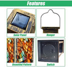 Solar Lantern Illusion Stained Glass Outdoor Garden Hanging Lantern Waterproof Solar Powered Lighting Outside Table Lamp for Patio Deck Yard Camping Beach House Decor, 1 Pack - Image 3