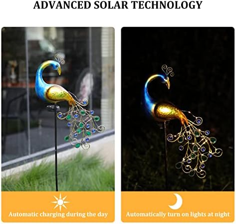 Solar Light Peacock Garden Light Metal Peacock Garden Solar Lamp 300mAh Outdoor Decorative Stake Lights Stake for Yard Decorations Lights, Outdoor g - Image 3