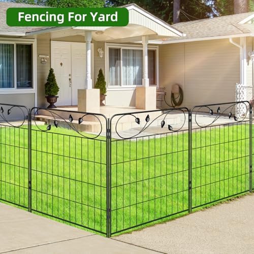 Black Metal Garden Fence 30in(H)X12ft(L) 6 Panels Decorative Garden Fencing - Image 4