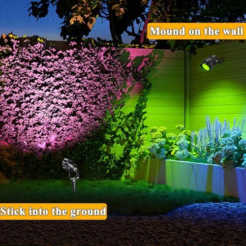 9W Low Voltage Landscape Lighting with Connectors RGB Color Changing LED Landscape Spotlight Remote Control Waterproof Spot Lights Garden Patio Spotlight Decorative for Outdoor 12V AC DC - Image 6