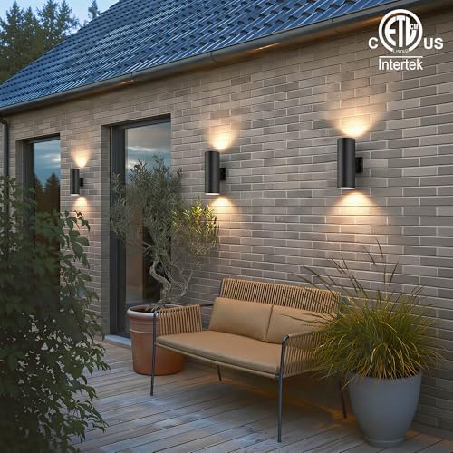 mirrea 14" Modern Outdoor Porch Light in 2 Lights, Matte Black, 4 Pack - Image 6