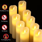 antizer Flameless Candles Set of 9 Ivory Dripless Real Wax Pillars Include Realistic Dancing LED Flames and 10-Key Remote Control with 24-Hour Timer Function 400+ Hours By 2 AA Batteries - Image 4