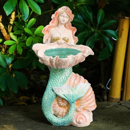 Teaeeno Outdoor Mermaid Decor Garden Statues with Solar Lights,Art Mermaid Figurine,Mermaid Decor for Home,Solar Lawn Ornament,Animal Solar Outdoor Decor - Image 3