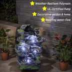 5-Tier Cascading Rock Water Fountain with White LED Lights - Image 5